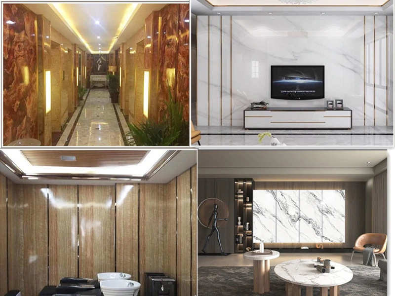 Painéis de parede de mármore de PVC Decorações para painéis de parede UV de apartamentos de luxo 4
