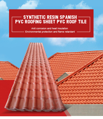 Telhas de telhado de PVC espanhol resistentes a intempéries para casa 2,5 mm