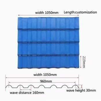 Folha de telhado de casa de estilo espanhol ASA PVC 1050mm tijolo de terracota superfície vermelha de PVC ASA telhado de resina sintética
