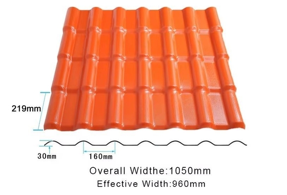Listagem de materiais de construção ASA Resina telhado sintético telhado com espessura de 2,3-3,0 mm e 10 anos de duração de cor