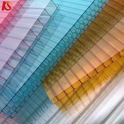 Policarbonato telhado azulejo folhas de sol PC folhas em relevo 2100mm multi-parede multi-camadas Honeycomb X estrutura PC policarbonato
